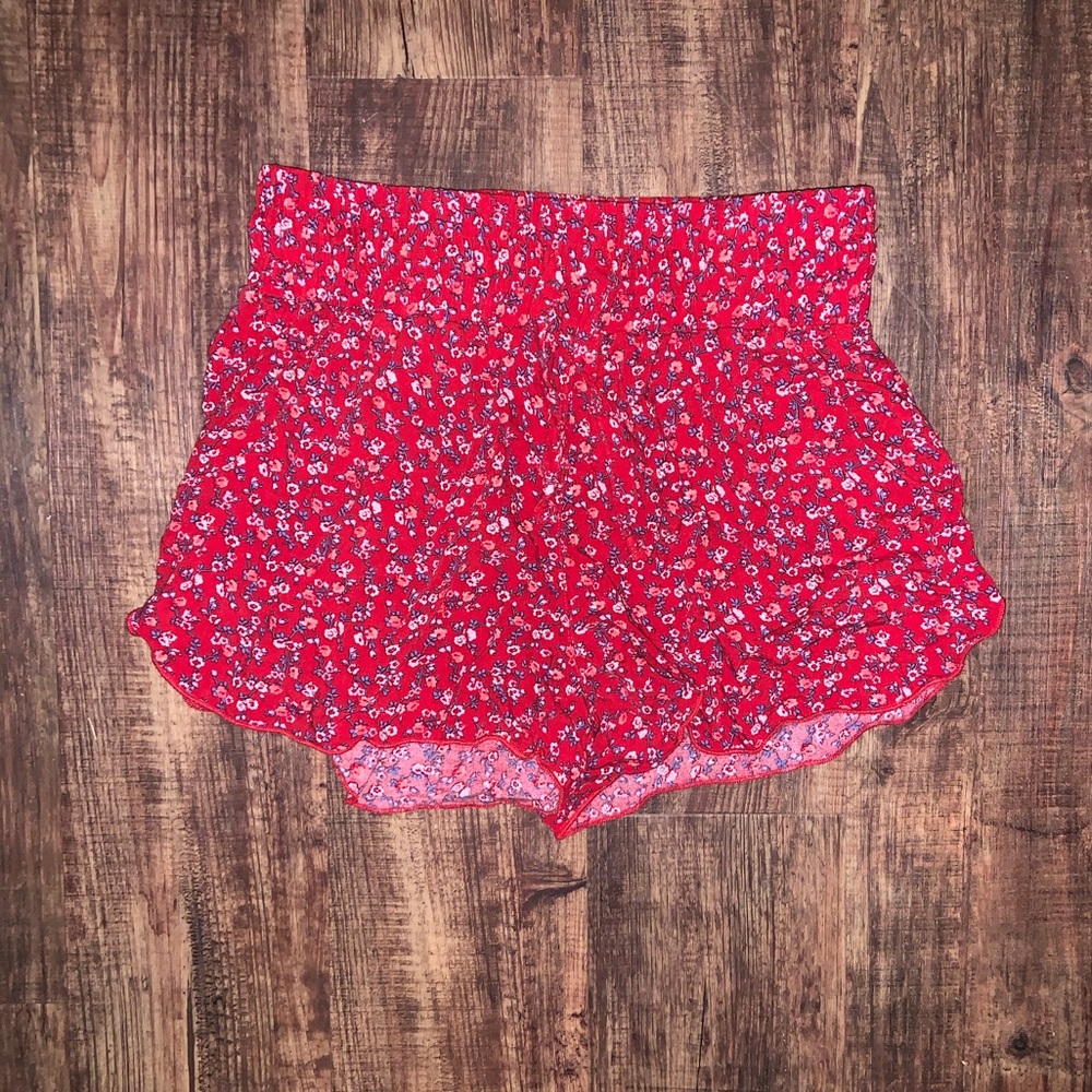 Red Floral Hollister Shorts